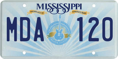 MS license plate MDA120