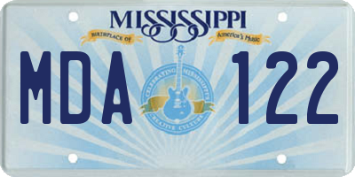 MS license plate MDA122