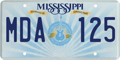 MS license plate MDA125
