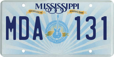 MS license plate MDA131