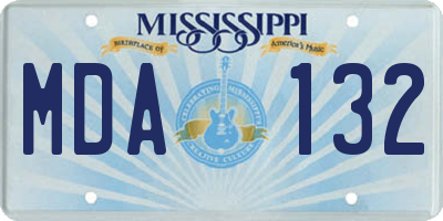 MS license plate MDA132