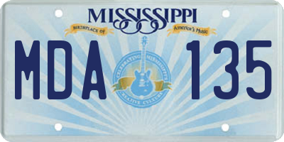 MS license plate MDA135