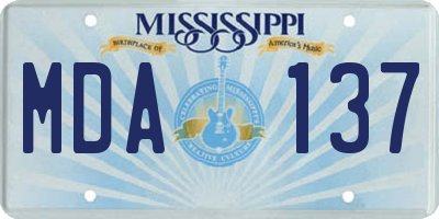 MS license plate MDA137