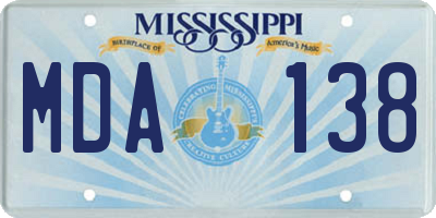 MS license plate MDA138