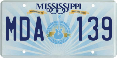 MS license plate MDA139