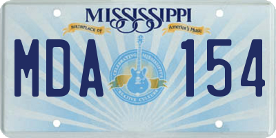MS license plate MDA154