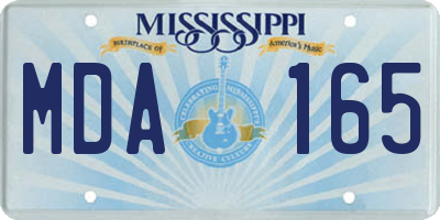 MS license plate MDA165