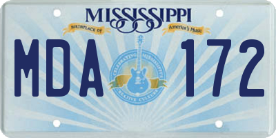 MS license plate MDA172
