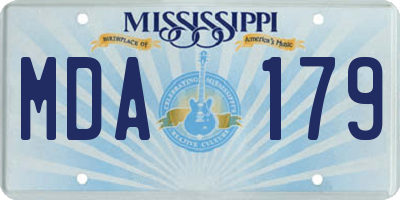 MS license plate MDA179