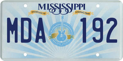 MS license plate MDA192