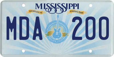 MS license plate MDA200