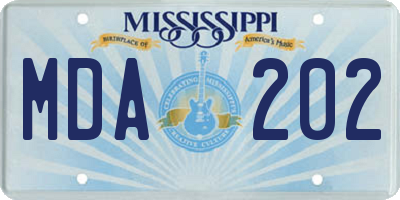 MS license plate MDA202