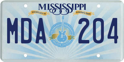 MS license plate MDA204