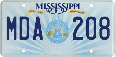MS license plate MDA208
