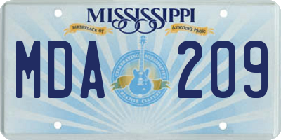 MS license plate MDA209