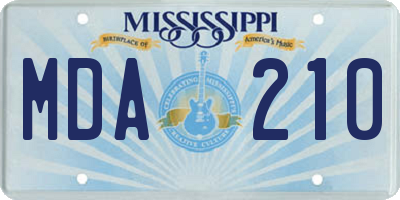 MS license plate MDA210