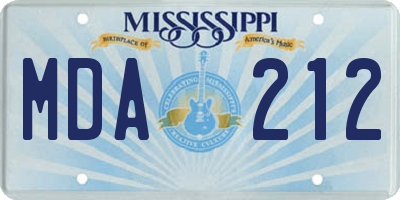 MS license plate MDA212