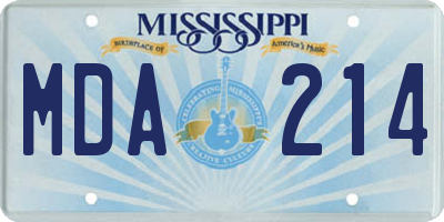 MS license plate MDA214