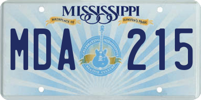MS license plate MDA215