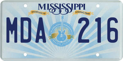 MS license plate MDA216