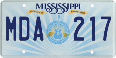 MS license plate MDA217