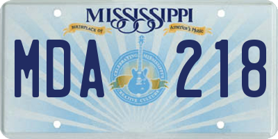 MS license plate MDA218