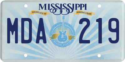 MS license plate MDA219
