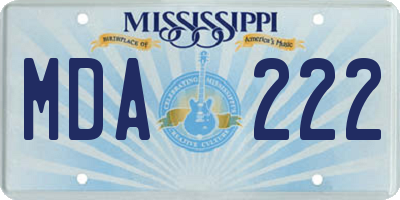 MS license plate MDA222