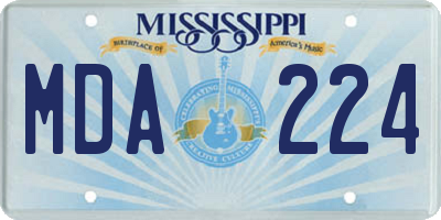 MS license plate MDA224