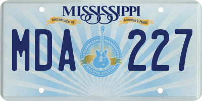 MS license plate MDA227
