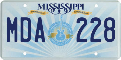 MS license plate MDA228