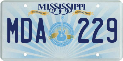 MS license plate MDA229