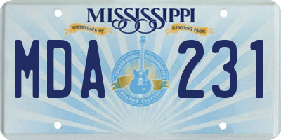 MS license plate MDA231