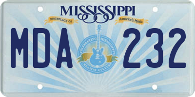 MS license plate MDA232