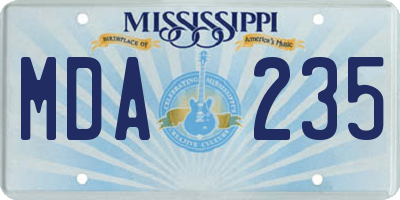 MS license plate MDA235
