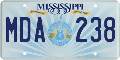 MS license plate MDA238