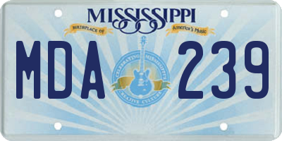 MS license plate MDA239