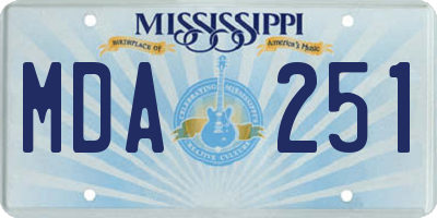MS license plate MDA251
