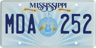 MS license plate MDA252