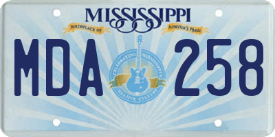 MS license plate MDA258