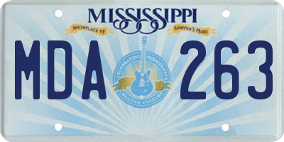 MS license plate MDA263