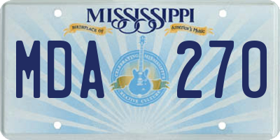 MS license plate MDA270