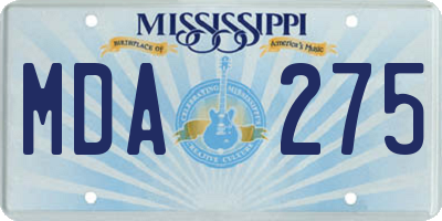 MS license plate MDA275