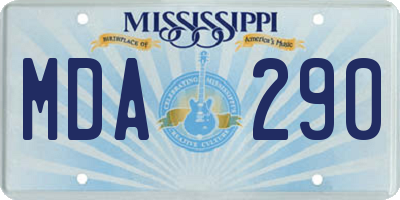 MS license plate MDA290