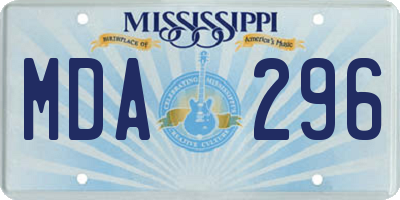 MS license plate MDA296
