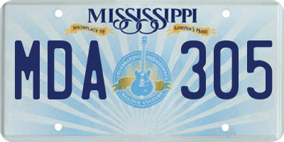 MS license plate MDA305