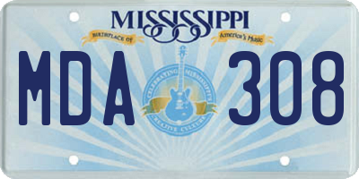 MS license plate MDA308