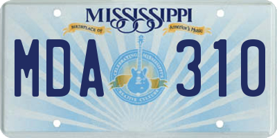 MS license plate MDA310