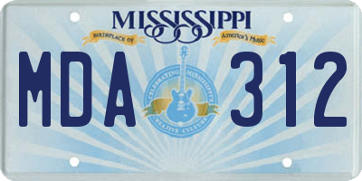MS license plate MDA312