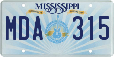 MS license plate MDA315